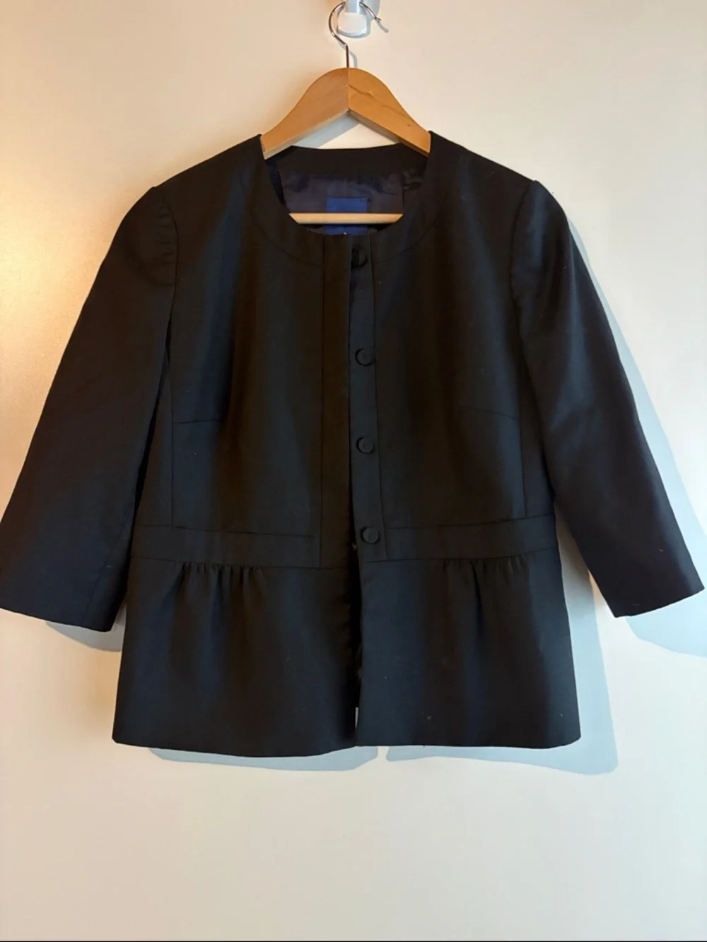 J. Crew Super 120s Wool Peplum Jacket In Black Size 8